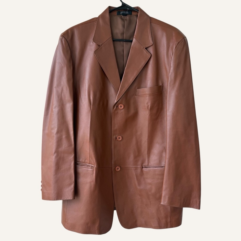 J.‎ Ferrar Men's Vintage Brown Genuine Leather Blazer Sport Coat Size M